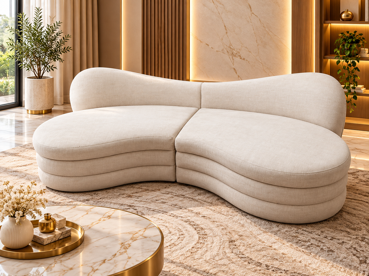 Modern Curved Sectional Sofa – Premium Cream Luxury Sofa