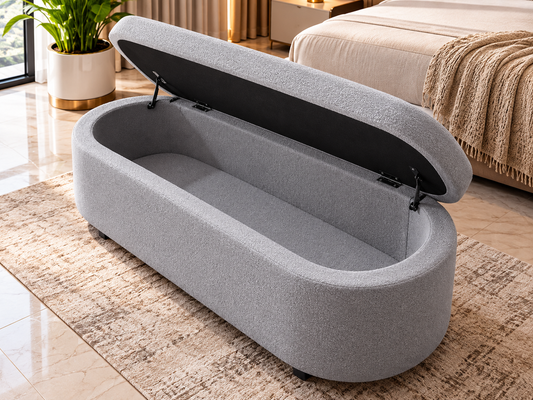 Modern Grey Ottoman – Premium Upholstered Storage Bench